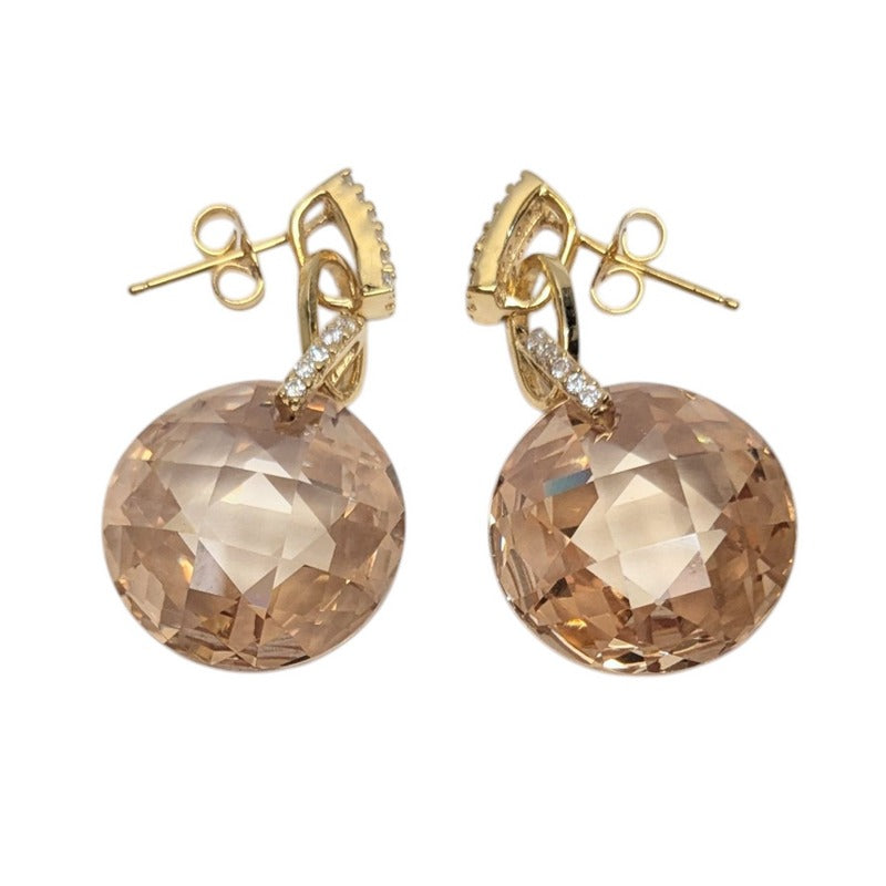Old School Beauly Jewellery SE340A Honey CZ Drop Earrings Gold Plated side