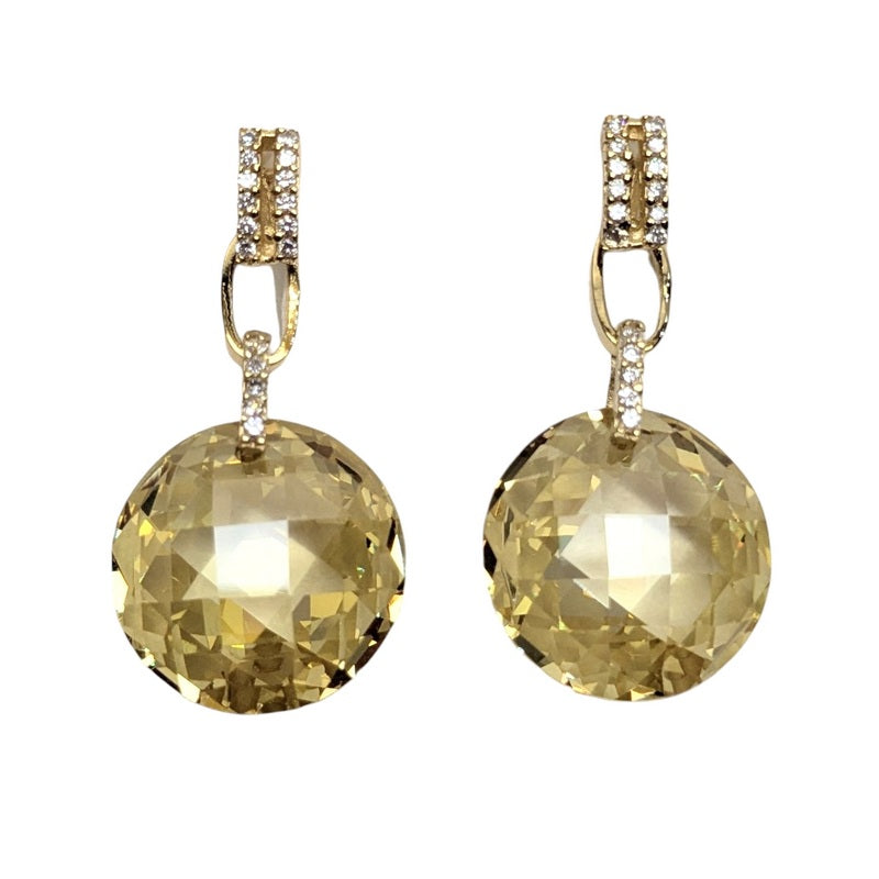 Old School Beauly Jewellery SE340B Yellow CZ Drop Earrings Gold Plated front