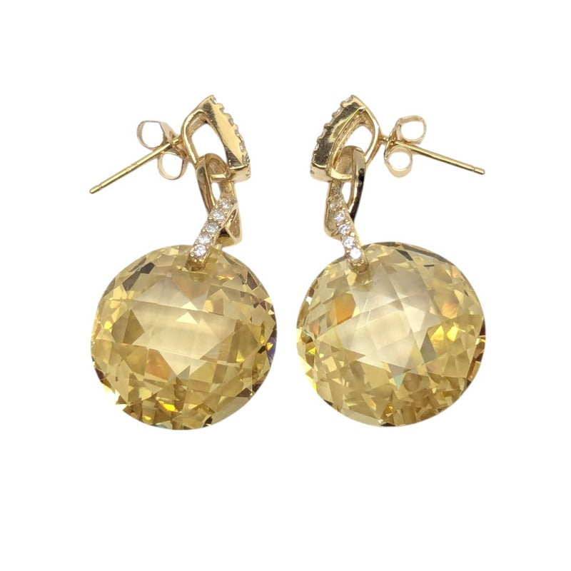 Old School Beauly Jewellery SE340B Yellow CZ Drop Earrings Gold Plated side