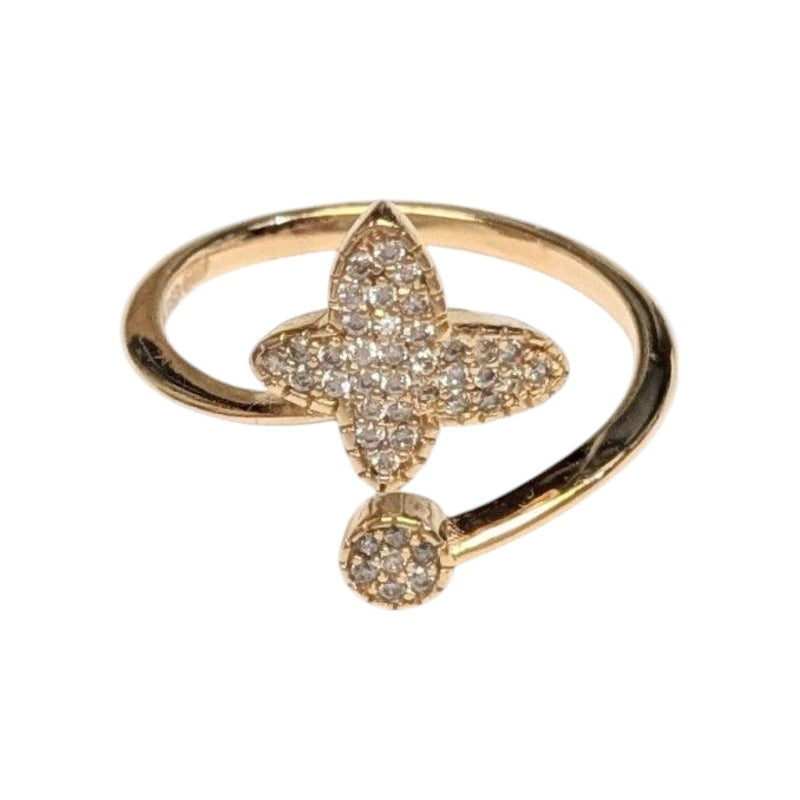 Old School Beauly Jewellery SFR106 Butterfly CZ Adjustable Ring Gold Plated