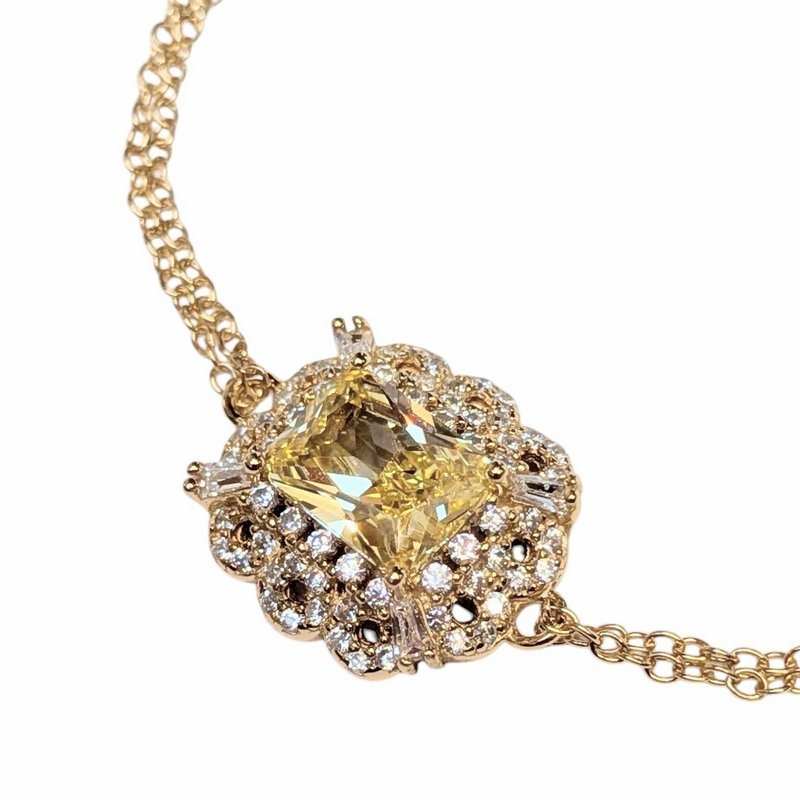 Old School Beauly Jewellery 2BS518B Framed Yellow CZ Cluster Bracelet Gold Plated detail