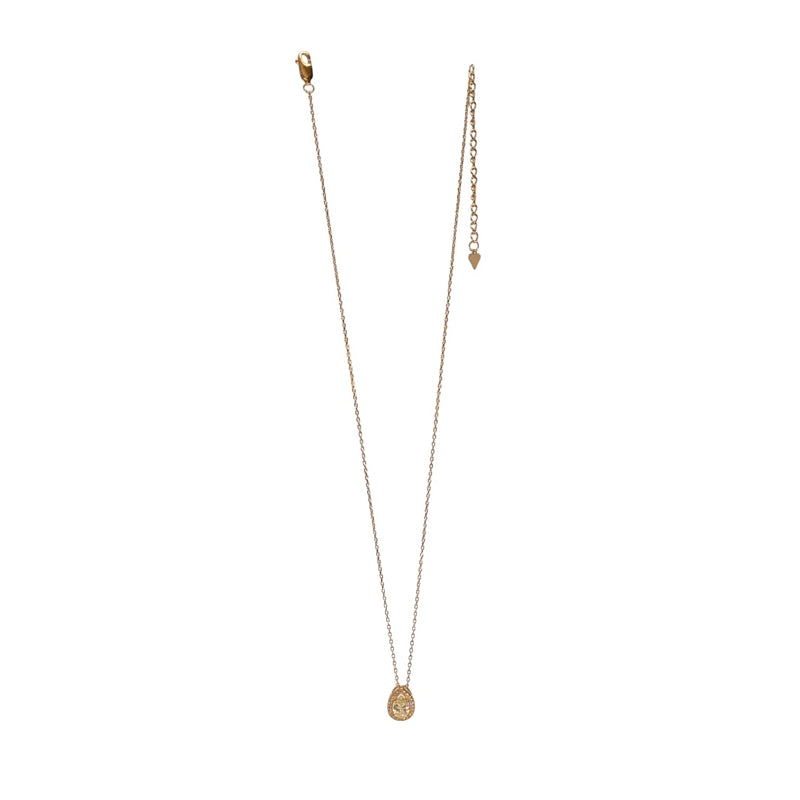 Old School Beauly Jewellery 2NS464B Small Pear Drop Yellow CZ Diamante Necklace Gold Plated front