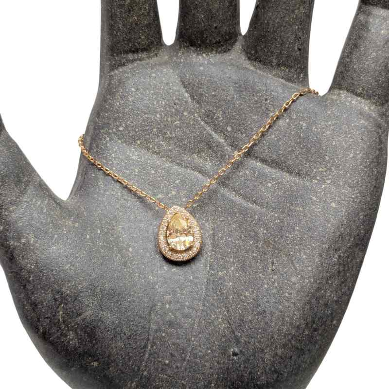 Old School Beauly Jewellery 2NS464B Small Pear Drop Yellow CZ Diamante Necklace Gold Plated lifestyle