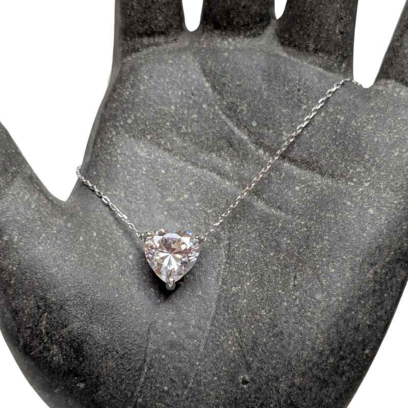 Old School Beauly Jewellery 2NS568 Diamante CZ Heart Necklace Sterling Silver lifestyle