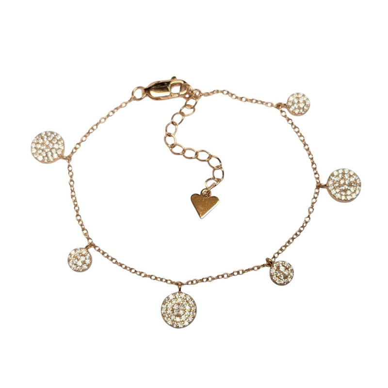 Old School Beauly Jewellery DSB594 Pave Cluster CZ Dots Bracelet Gold Plated top
