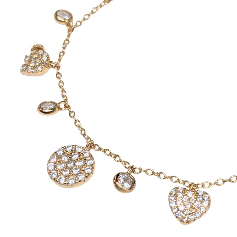 Old School Beauly Jewellery DSB596 Pave Cluster CZ Charm Bracelet Gold Plated detail