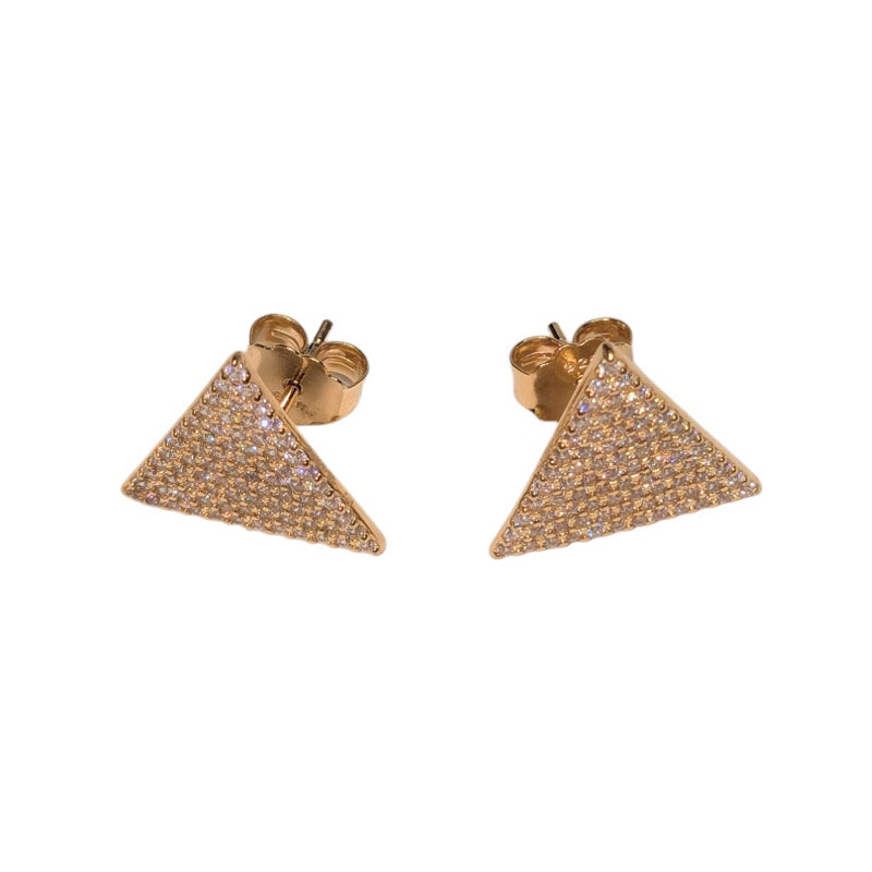 Old School Beauly Jewellery DSE196 Diamante CZ Pyramid Stud Earrings Gold Plated side