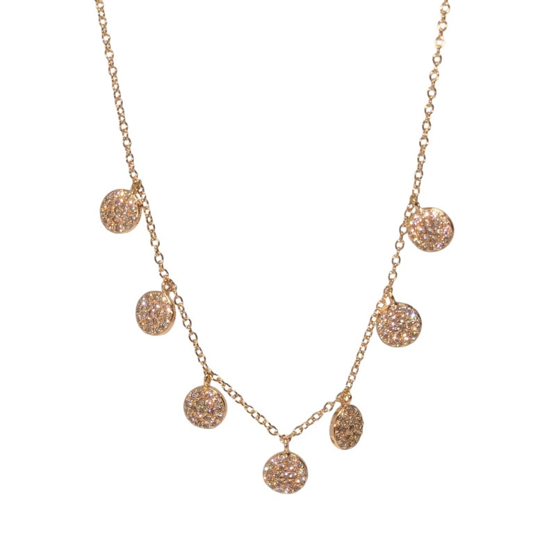 Old School Beauly Jewellery DSN561 Pave Cluster CZ Dots Necklace Gold Plated detail