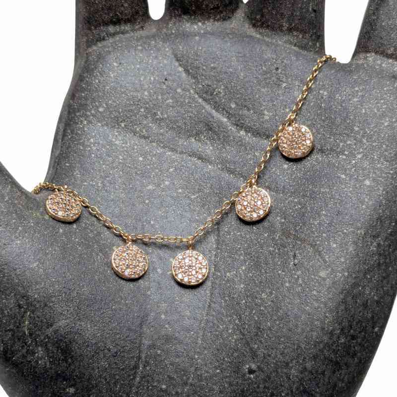 Old School Beauly Jewellery DSN561 Pave Cluster CZ Dots Necklace Gold Plated lifestyle