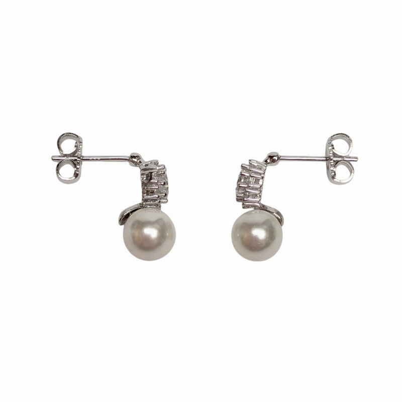 Old School Beauly Jewellery MLE09 Synthetic Pearl CZ Cluster Drop Earrings Sterling Silver side