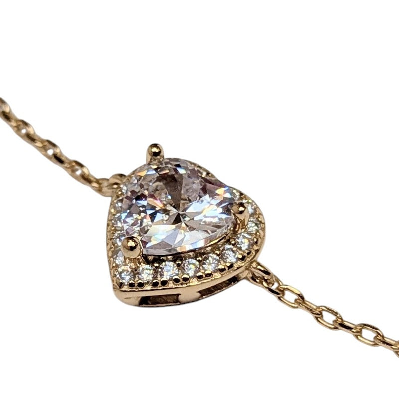 Old School Beauly Jewellery SBB214 Cluster CZ Heart Bracelet Gold Plated detail