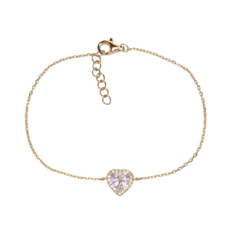 Old School Beauly Jewellery SBB214 Cluster CZ Heart Bracelet Gold Plated top