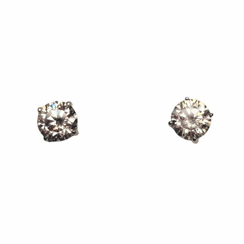 Old School Beauly Jewellery SDE245 Solitaire CZ Stud Earrings Sterling Silver front