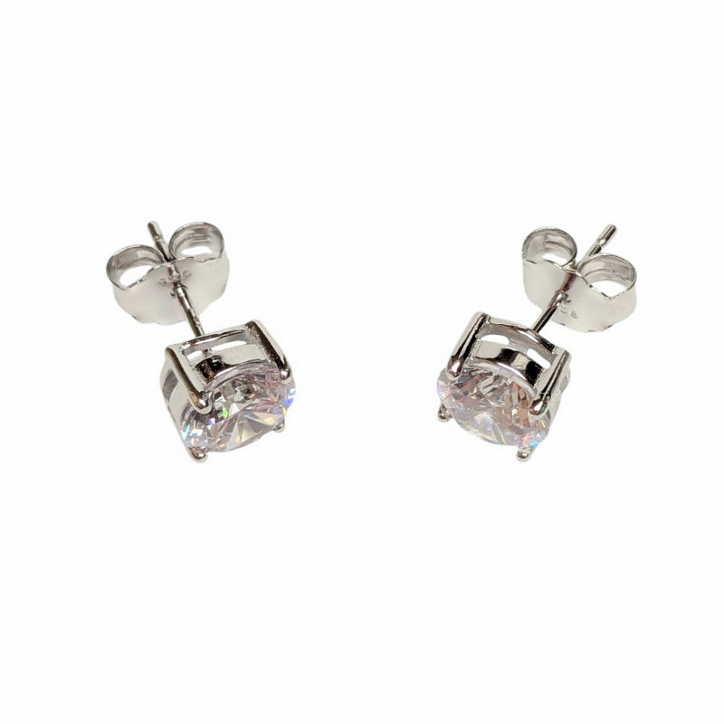 Old School Beauly Jewellery SDE245 Solitaire CZ Stud Earrings Sterling Silver side