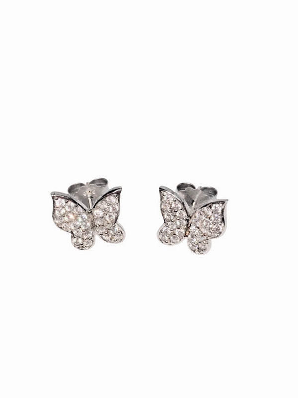Old School Beauly Jewellery SHE448 Butterfly CZ Stud Earrings Sterling Silver side