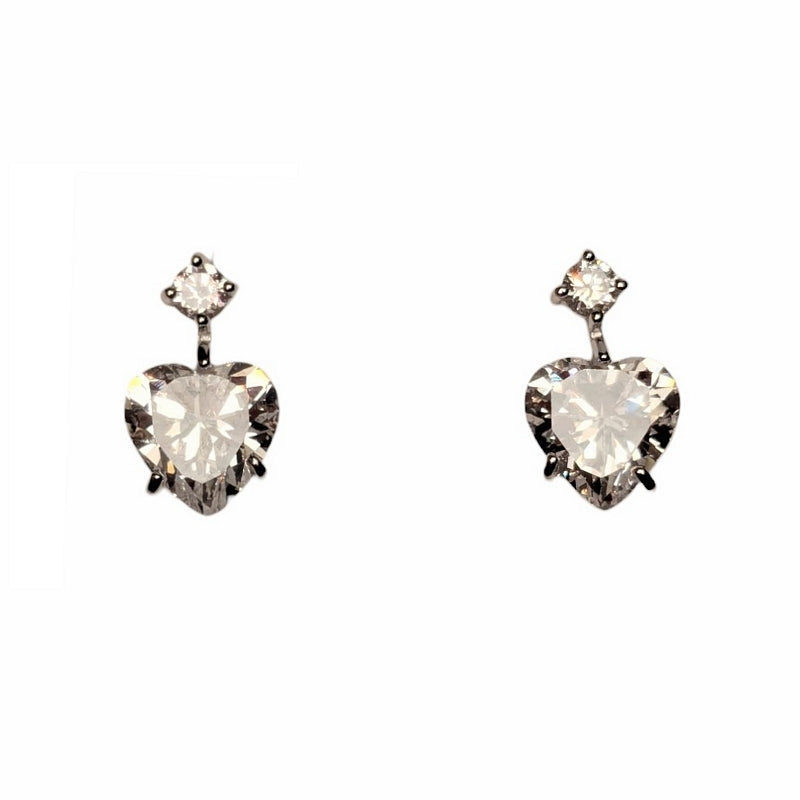Old School Beauly Jewellery SME501 Heart CZ Stud Earrings Sterling Silver front