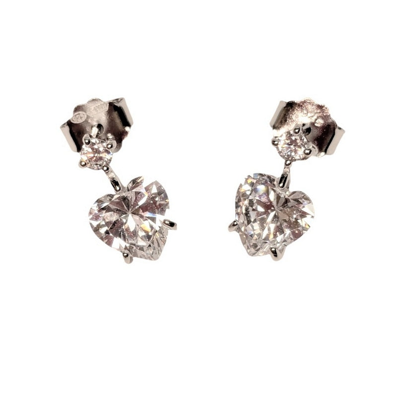 Old School Beauly Jewellery SME501 Heart CZ Stud Earrings Sterling Silver side