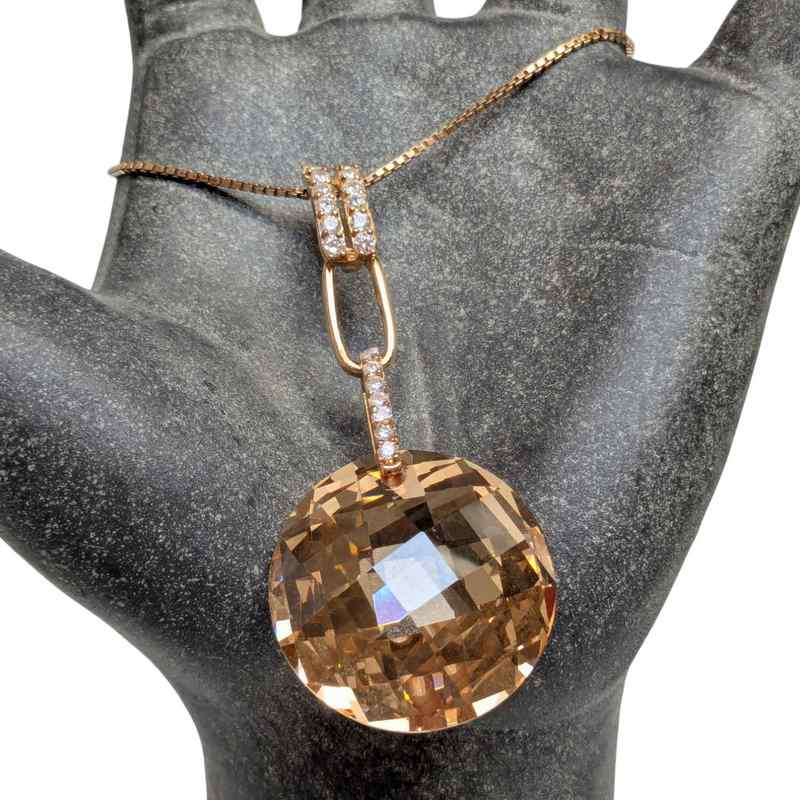 Old School Beauly Jewellery SP340A Honey CZ Pendant Gold Plated lifestyle
