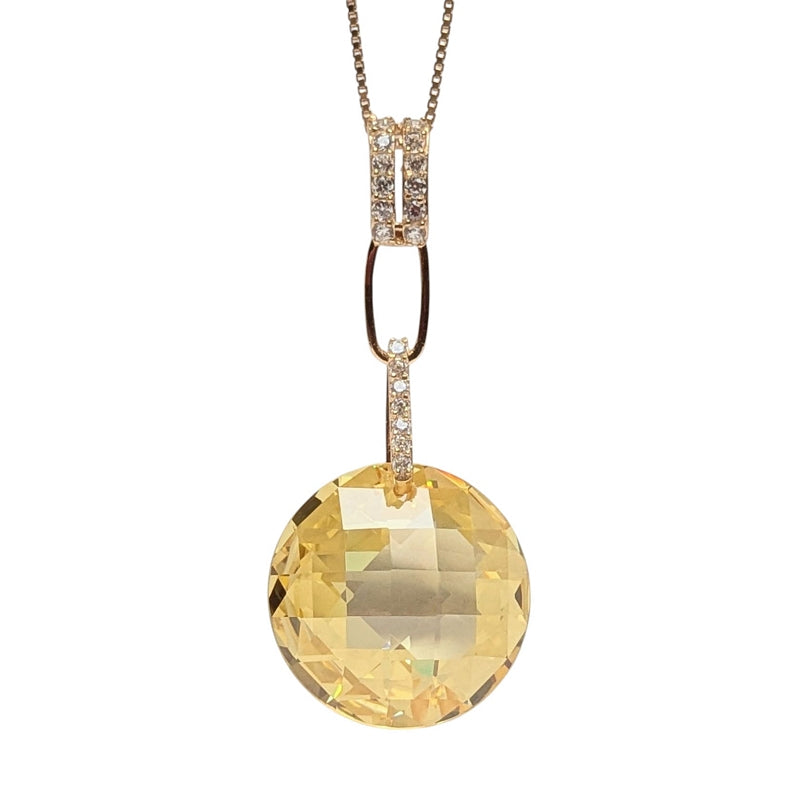 Old School Beauly Jewellery SP340B Yellow CZ Pendant Gold Plated detail