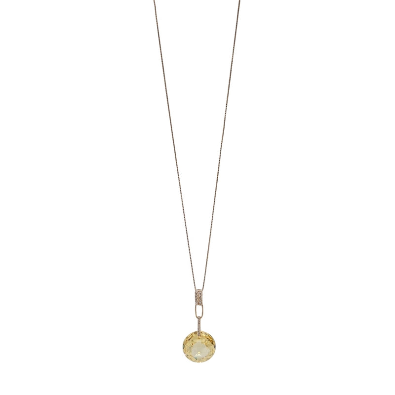 Old School Beauly Jewellery SP340B Yellow CZ Pendant Gold Plated front