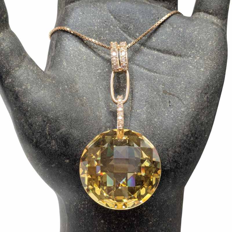 Old School Beauly Jewellery SP340B Yellow CZ Pendant Gold Plated lifestyle