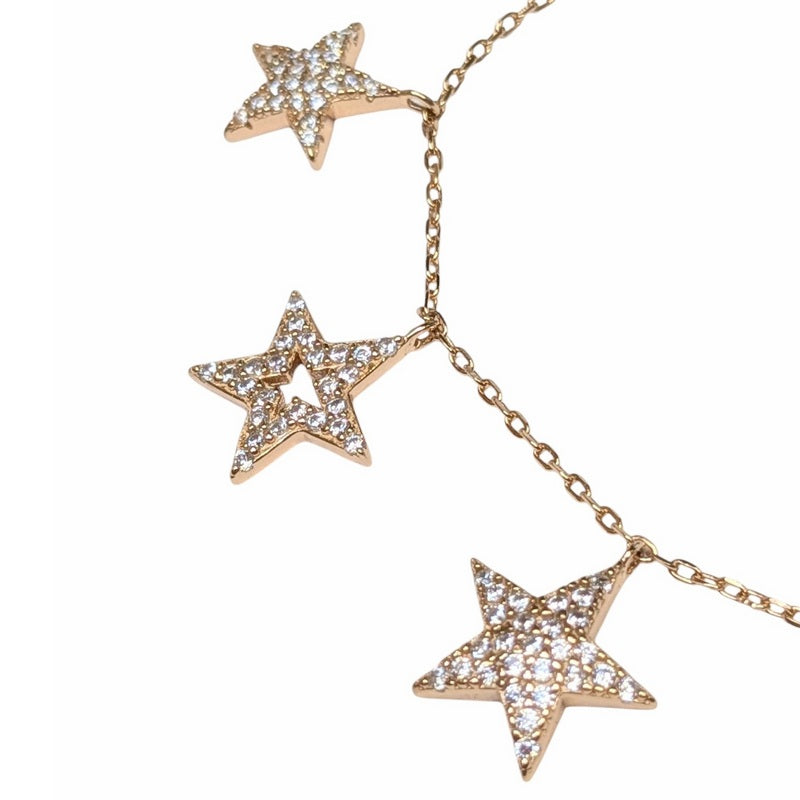Old School Beauly Jewellery SVB665 Multi Star CZ Bracelet Gold Plated detail