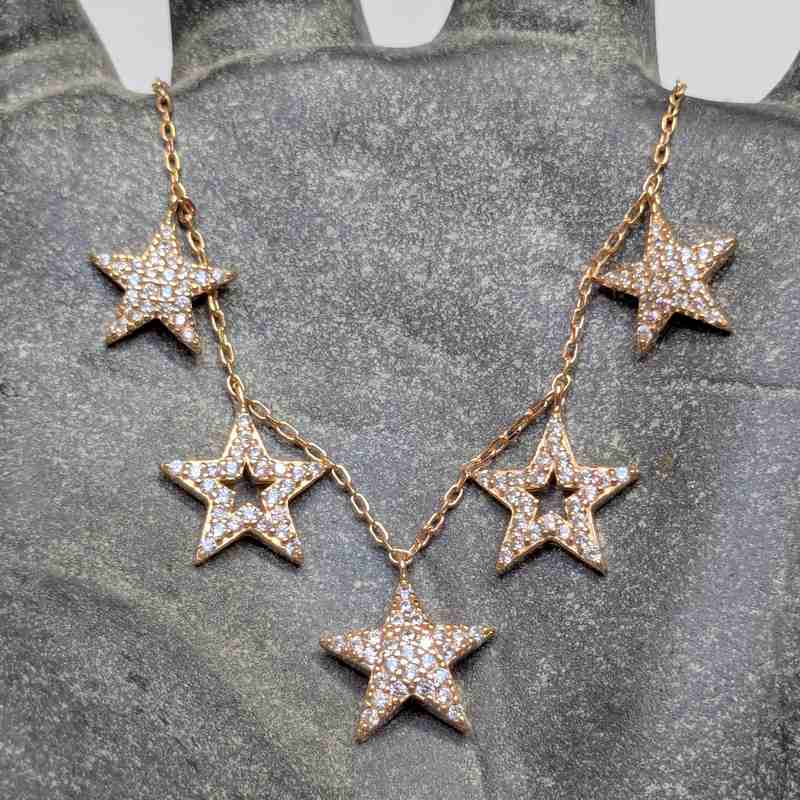 Old School Beauly Jewellery SVB665 Multi Star CZ Bracelet Gold Plated lifestyle