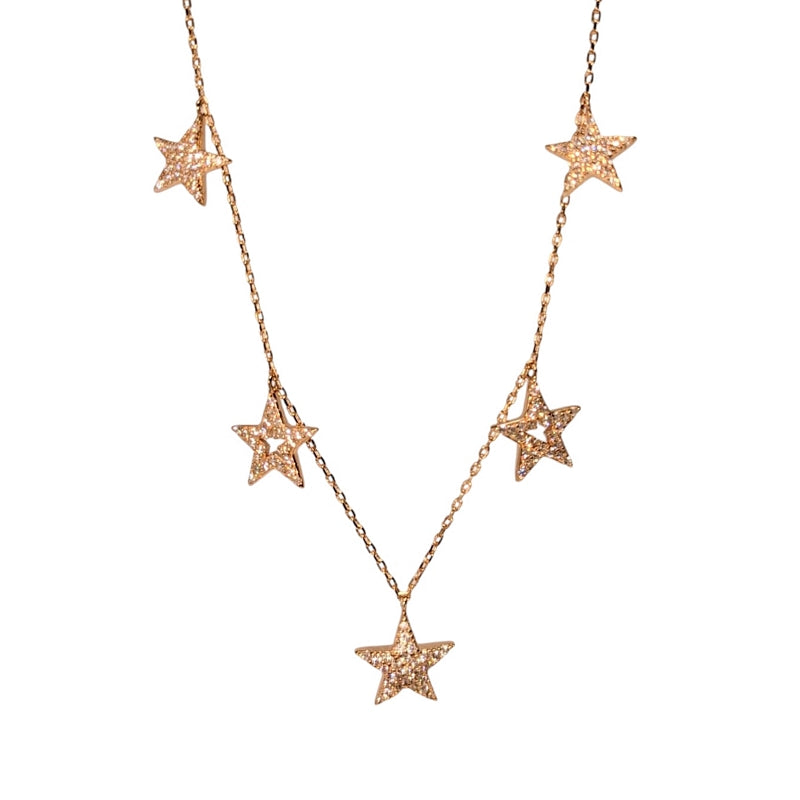 Old School Beauly Jewellery SVN332 Star Cluster CZ Necklace Gold Plated detail