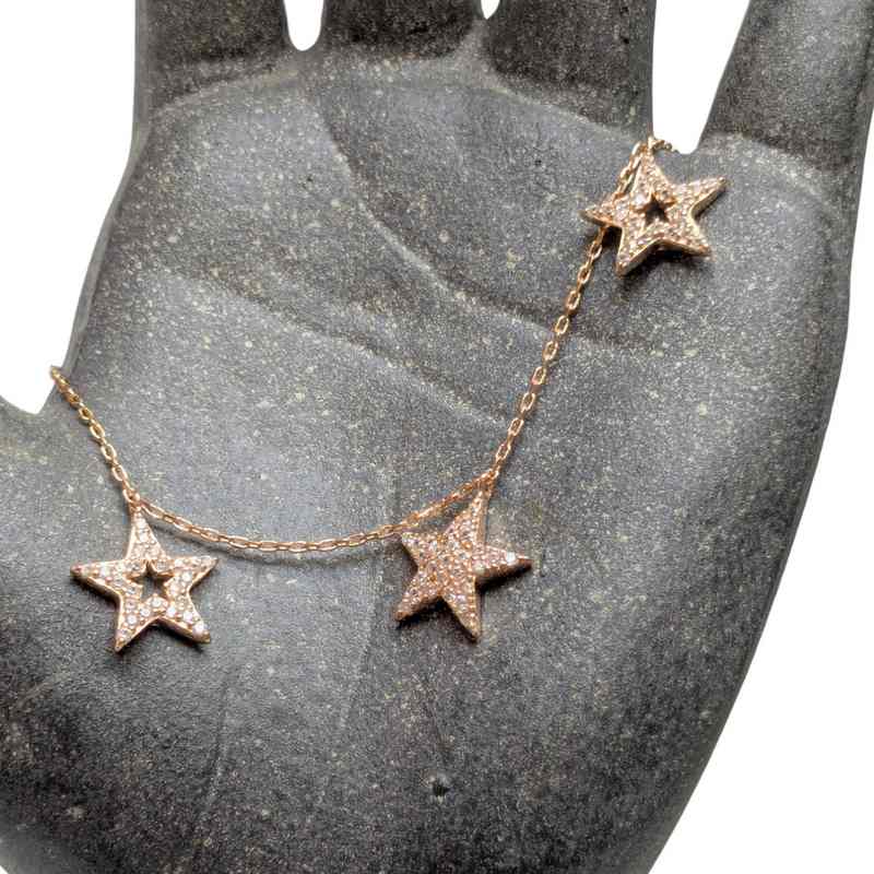Old School Beauly Jewellery SVN332 Star Cluster CZ Necklace Gold Plated lifestyle