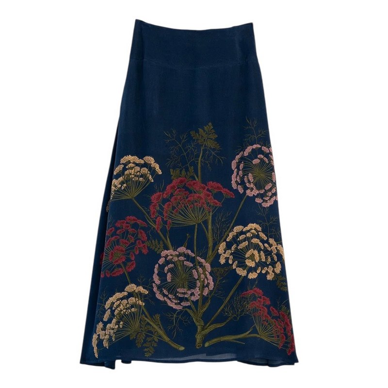 One Hundred Stars A-line Maxi Skirt Parsley Seed Navy front