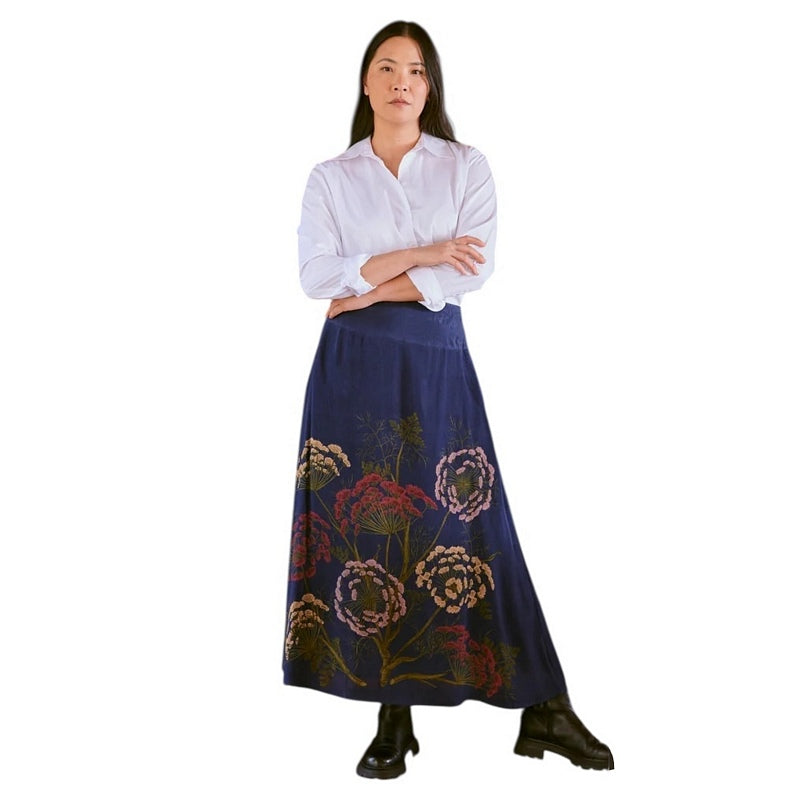 One Hundred Stars A-line Maxi Skirt Parsley Seed Navy on model front