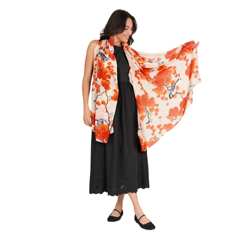 One Hundred Stars Acer Red Scarf on model main