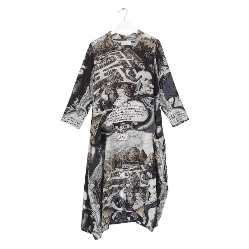 One Hundred Stars Asymmetric Dress Sunburst Grey DRASUNGRY front