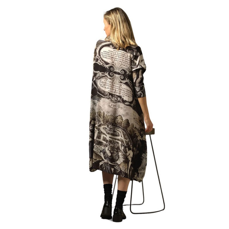 One Hundred Stars Asymmetric Dress Sunburst Grey DRASUNGRY on model back