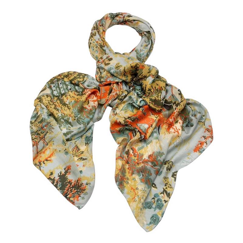 One Hundred Stars China Tree Aqua Scarf looped