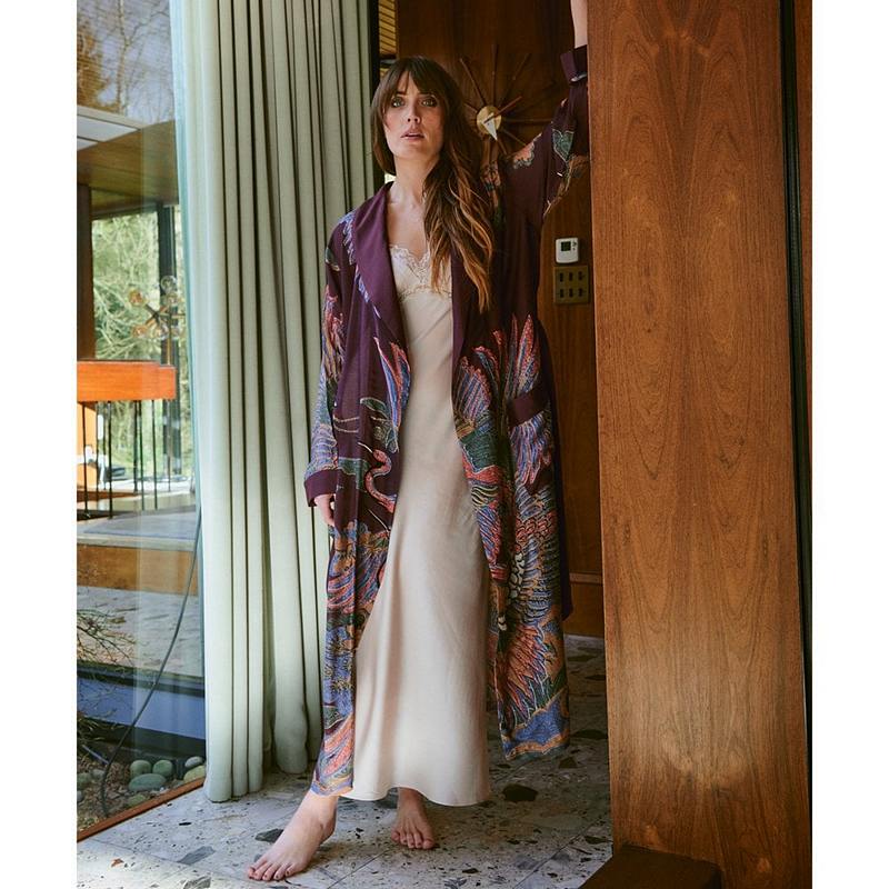 One Hundred Stars Crane Plum Gown on model lifestyle front