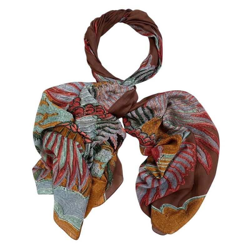 One Hundred Stars Crane Scarf Brown looped