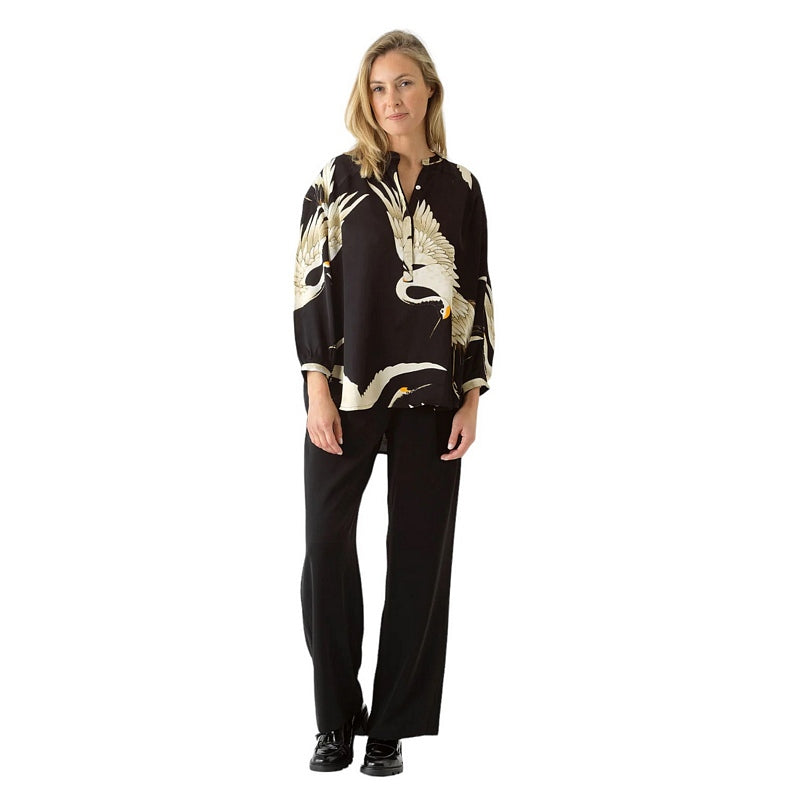 One Hundred Stars Darcy Shirt Top Stork Black TOPSTOBLK on model front