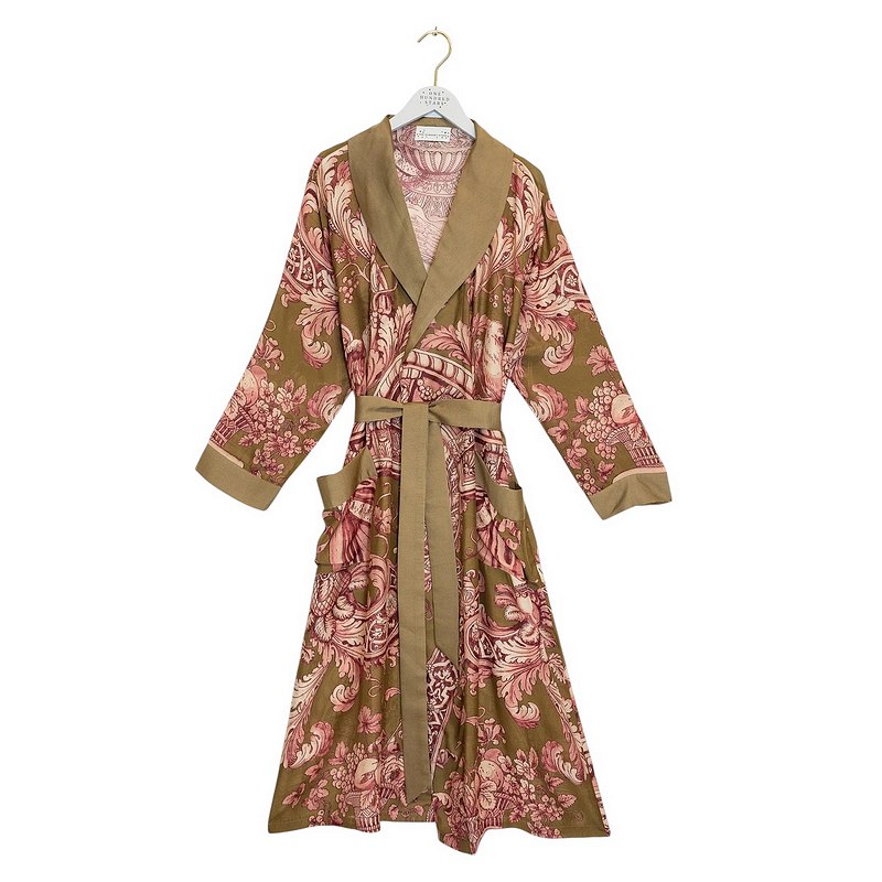 One Hundred Stars Dressing Gown Angels Olive on hanger