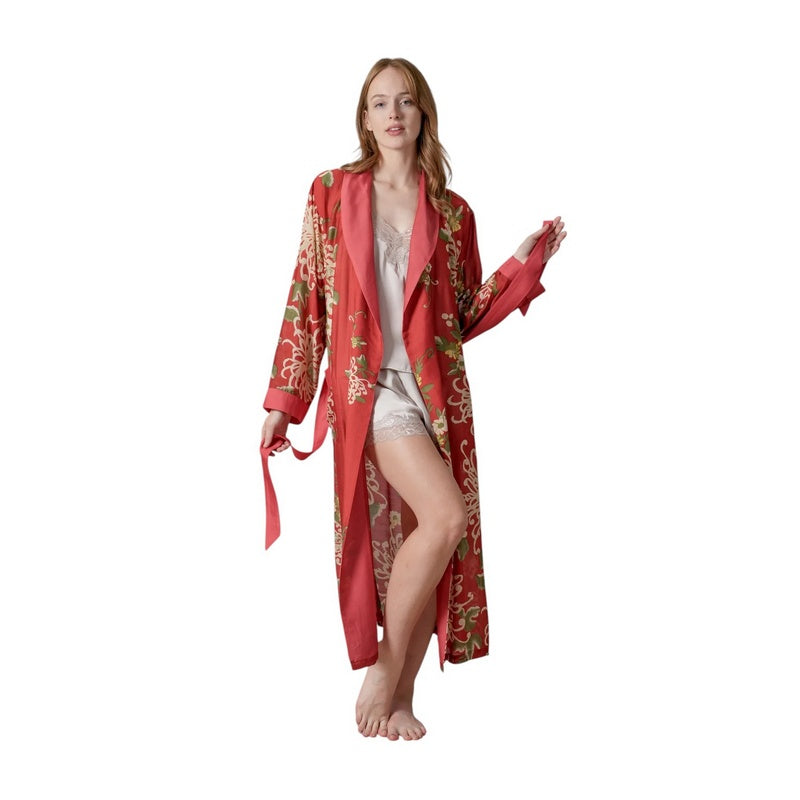 One Hundred Stars Dressing Gown Chrysanthemum Red GWNCHRRED model1
