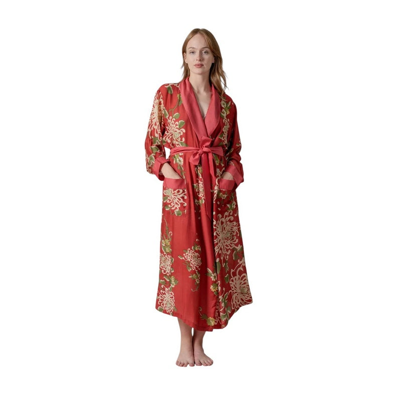 One Hundred Stars Dressing Gown Chrysanthemum Red GWNCHRRED model3
