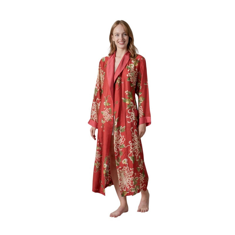 One Hundred Stars Dressing Gown Chrysanthemum Red GWNCHRRED model4