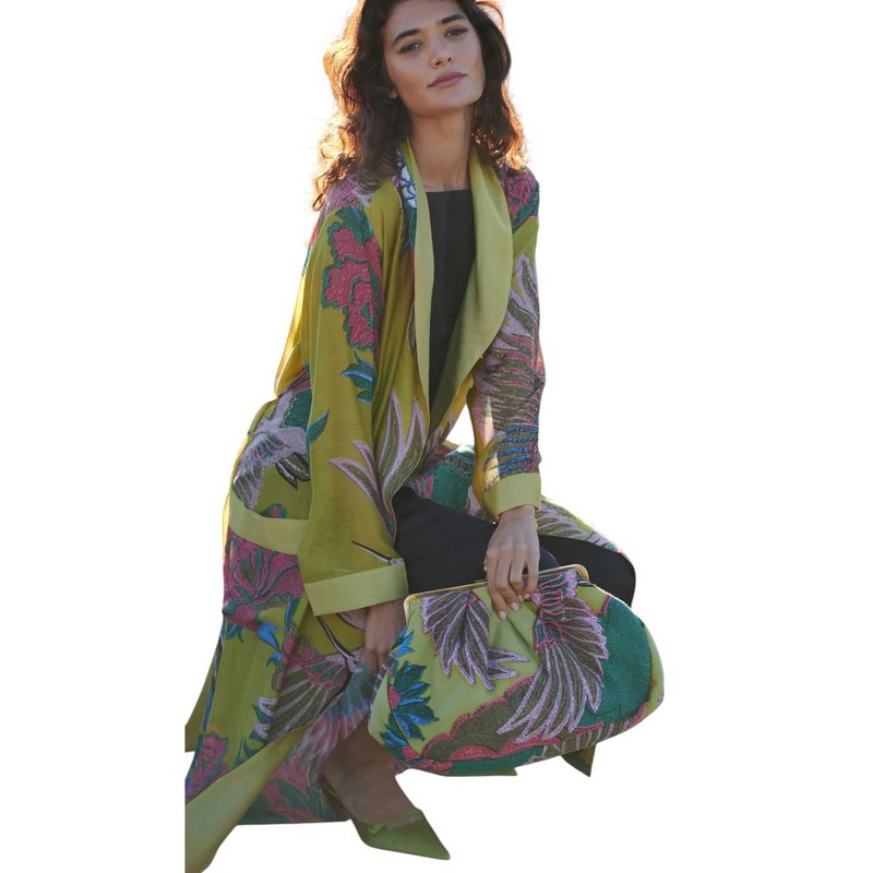 One Hundred Stars Dressing Gown Crane Olive GWNCRAOLI model2