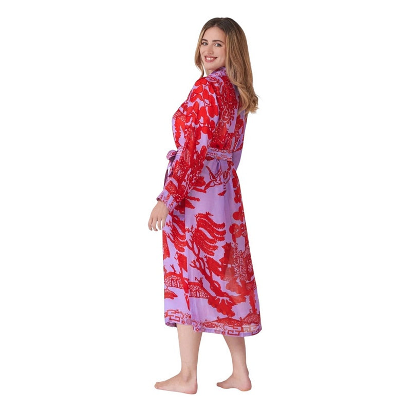 One Hundred Stars Dressing Gown Giant Willow Violet on model side