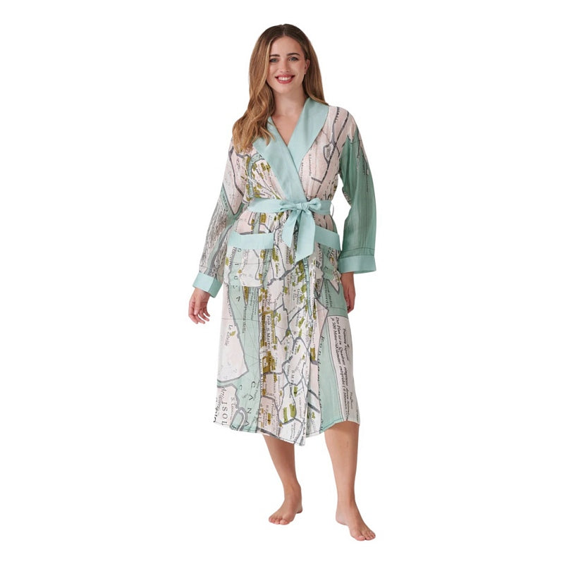 One Hundred Stars Dressing Gown Map Venice on model front
