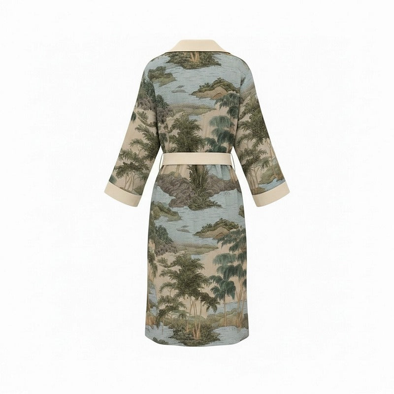 One Hundred Stars Dressing Gown Rivers and Trees Natural rear