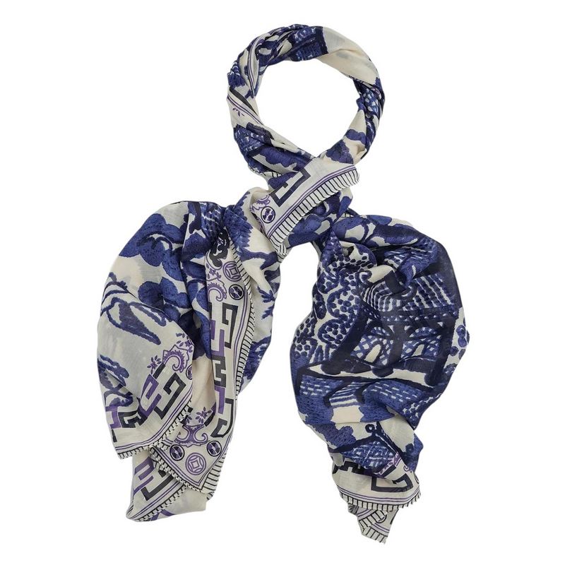 One Hundred Stars Giant Willow Blue Scarf looped