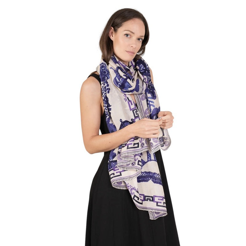 One Hundred Stars Giant Willow Blue Scarf on model main
