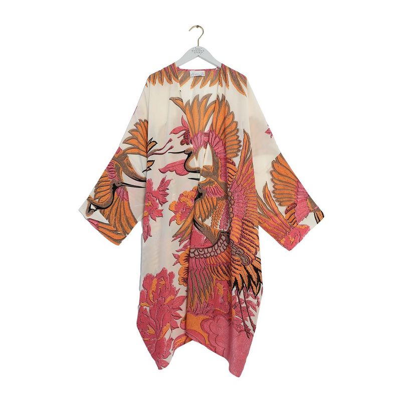 One Hundred Stars Grande Kimono Crane Ecru One Size GRACRAECR front