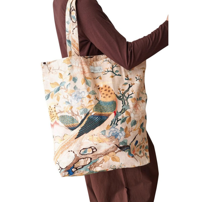 One Hundred Stars Hummingbird Canvas Bag Nude BAGHUMNUD on model's shoulder